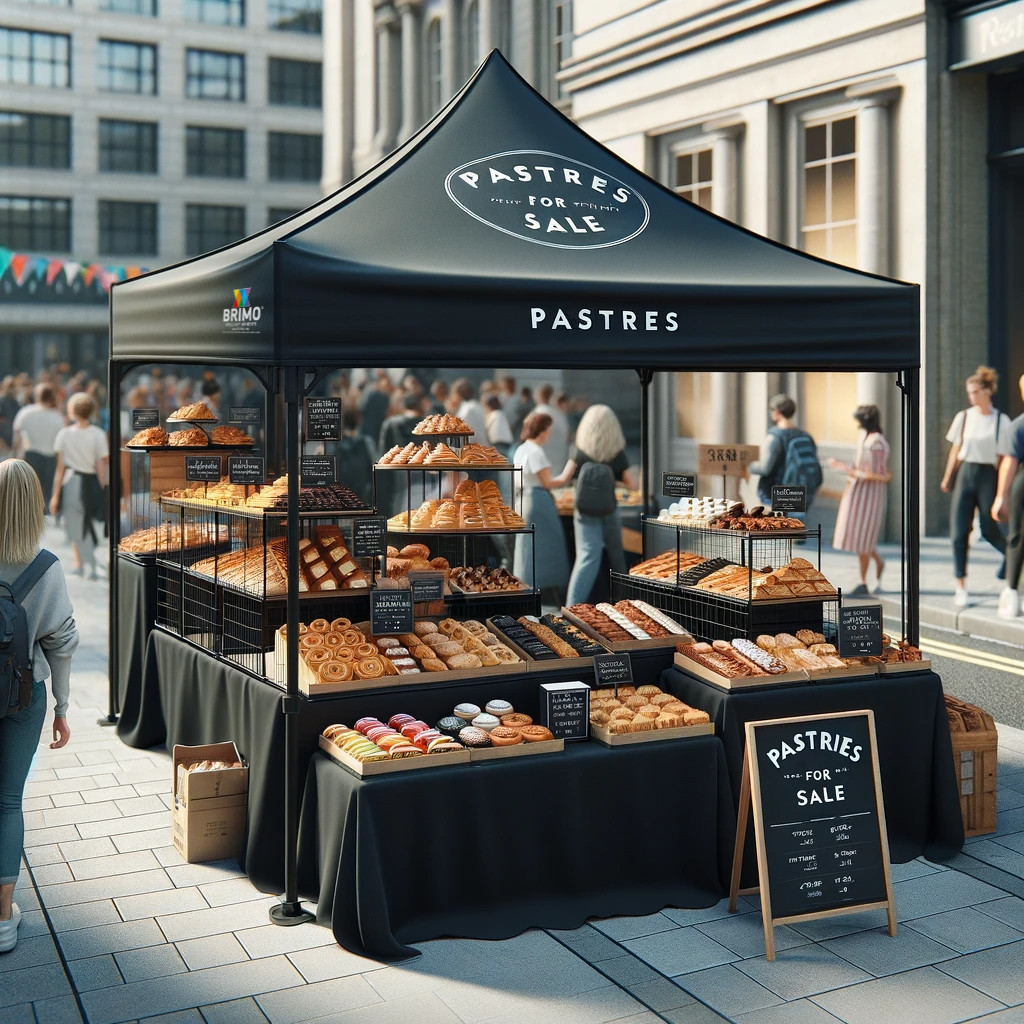 tente de vente pliante pour la vente de produits de boulangerie